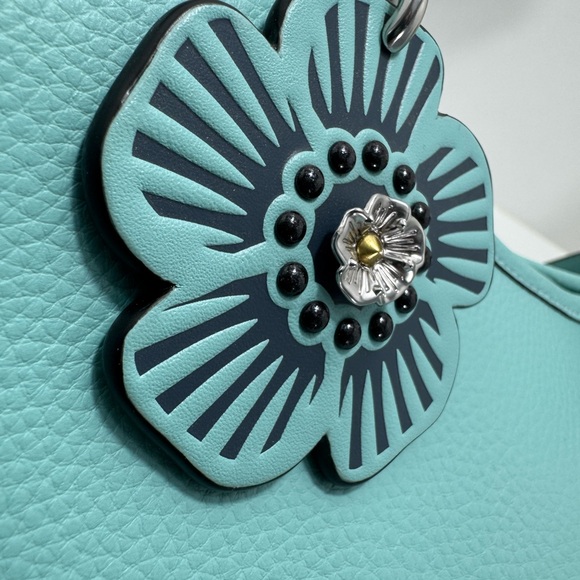 COACH Day Tote Bag in Aqua Blue & Matching Flower Charm - Picture 2 of 14